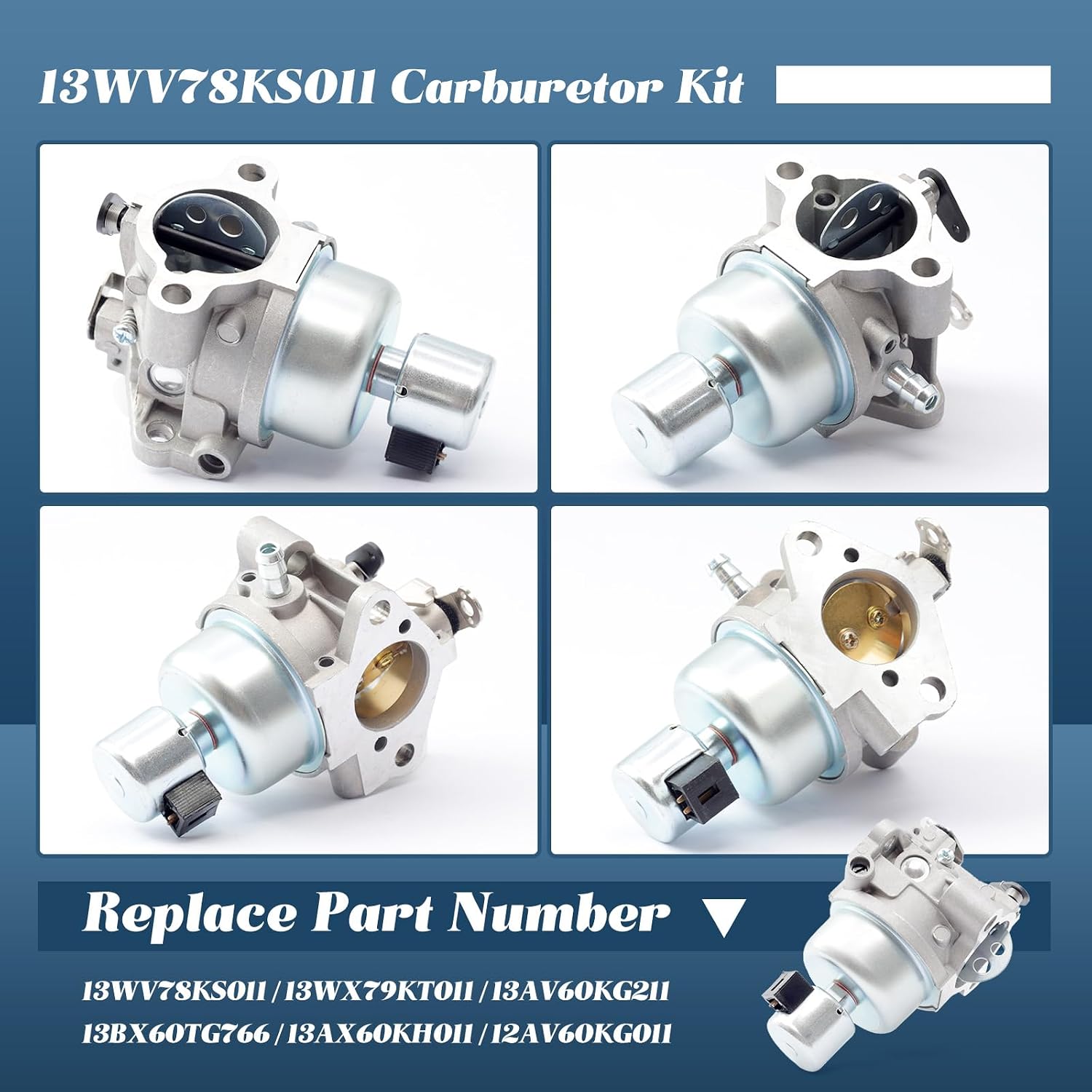 13WV78KS011 Carburetor Kit Replacement for Troy Bilt Bronco 42'' Riding Lawn Mower with 22Hp SV470 SV530 Engines for Kohler Command Pro, Replace 13WX79KT011 13AV60KG211 13BX60TG766 13AX60KH011