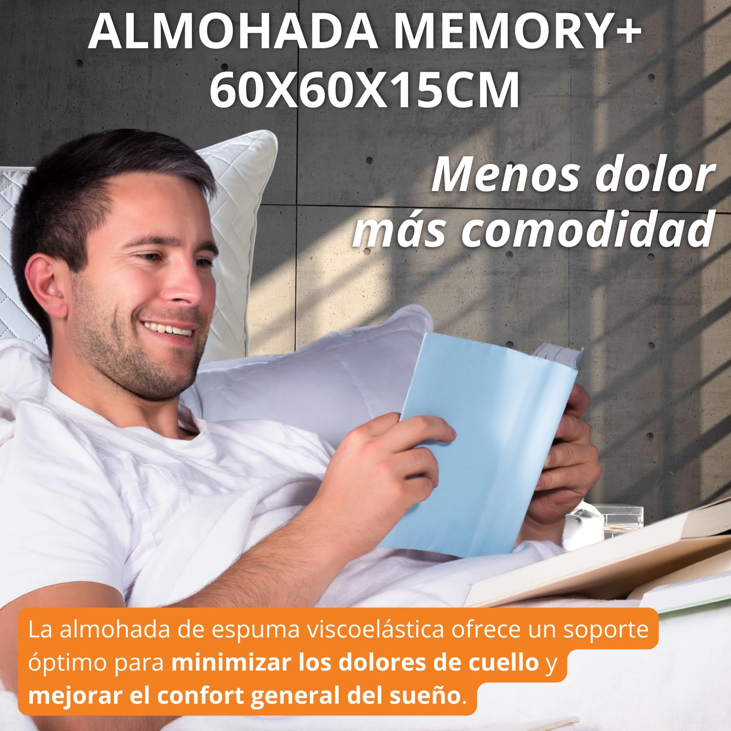 Almohada Viscoelastica 60 cm x 60 cm x 15 cm Almohada 60x60 Cojin Viscoelastico Cojin Cervical Sofa - Almohada Cervical Viscoelastica Antironquidos - Almohada Dormir De Lado Cojin Cervicales Y Cuello