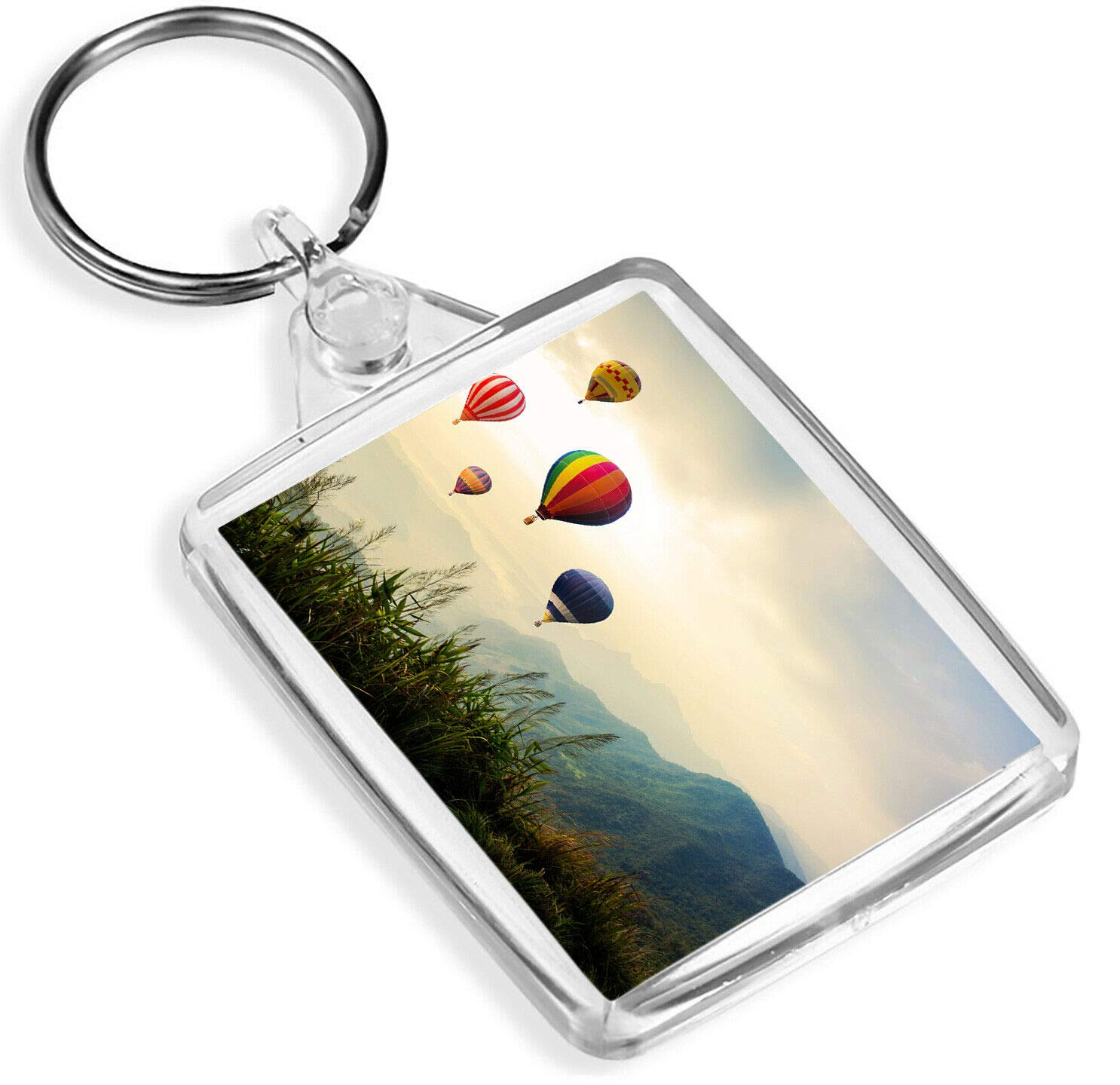 Destination Vinyl Keyrings Hot Air Balloon Keyring - IP02 - Balloons Mountains Pretty #14222