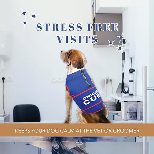 Miniatura 6 de MLB Chicago Cubs - Chaleco calmante para la ansiedad para perros y gatos con ansiedad, miedos, fuegos artificiales, ruidos fuertes, oscuro, mantiene