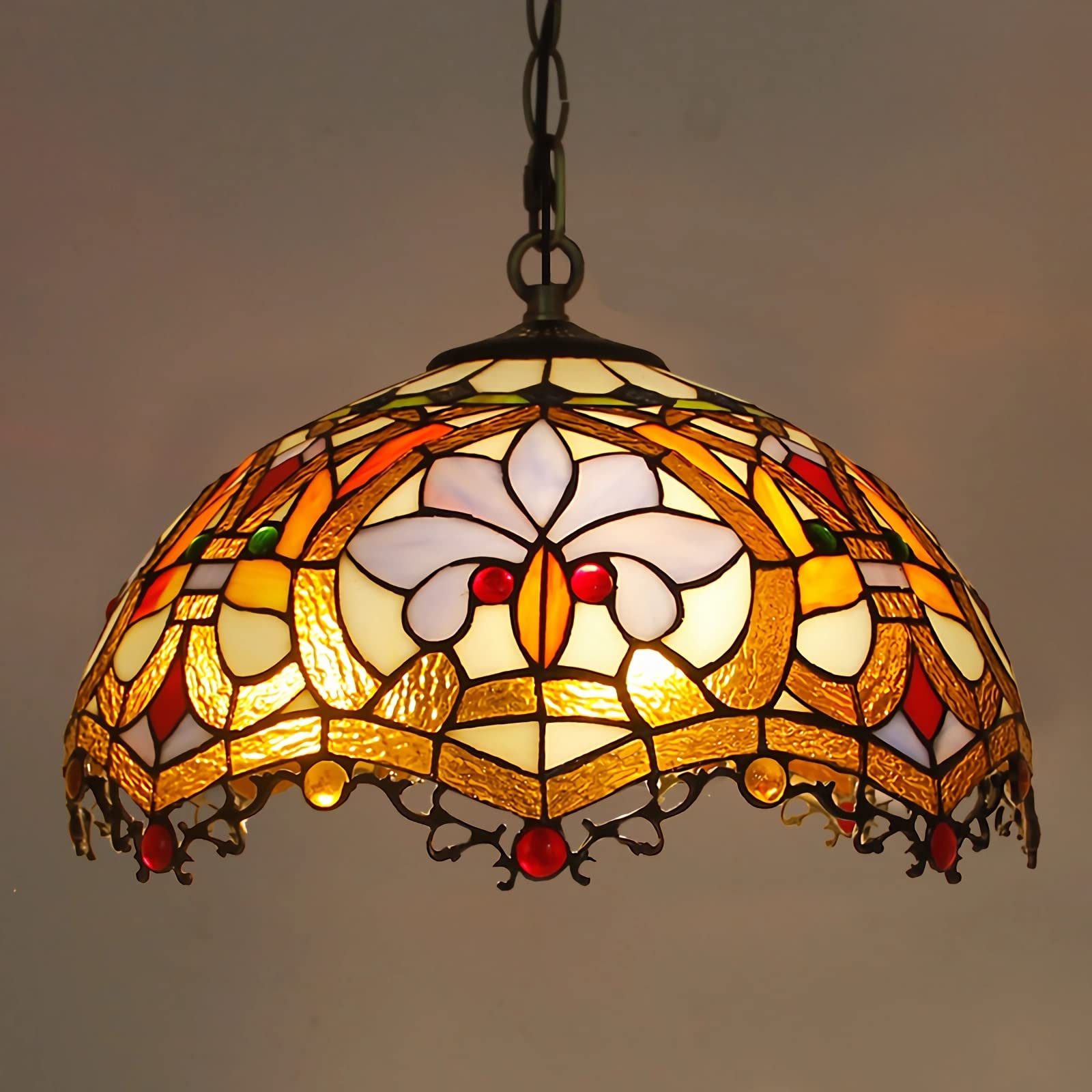 YNIYUJKL Tiffany-Style Baroque Chandeliers, Stained Glass Ceiling Pendant Light Fixtures For Living Room Bedroom Dining Room Kitchen, E27 Bulb, Max40W,40Cm-30Cm (40Cm),40cm