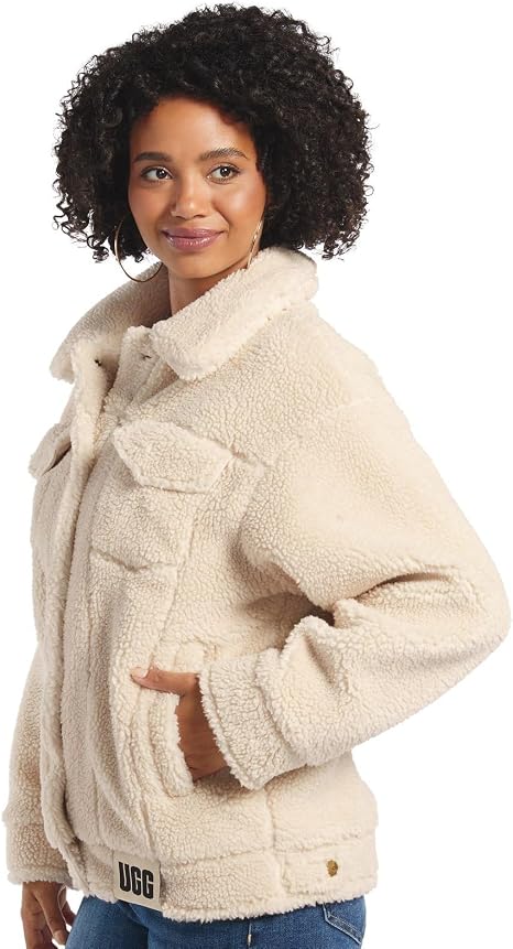 UGG Women's Frankie Sherpa Trucker Jacket, Camel, X-Small : Amazon