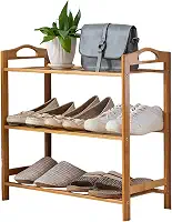 Clink Sapateira de Entrada Madeira Tripla Bambu Organizador Tenis Cor:Marfim