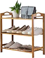Clink Sapateira de Entrada Madeira Tripla Bambu Organizador Tenis Cor:Marfim
