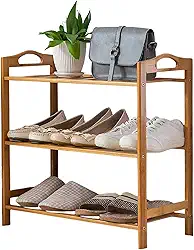 Clink Sapateira de Entrada Madeira Tripla Bambu Organizador Tenis Cor:Marfim