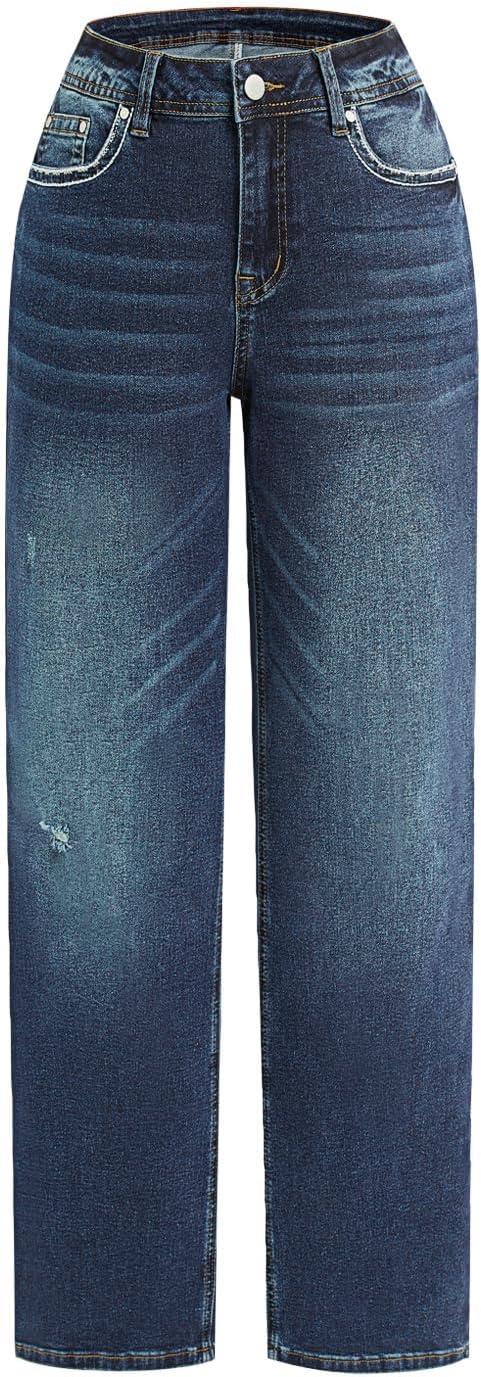 Bootcut Jeans for Women Mid Rise Straight Leg Curvy Stretchy Jeans Tummy Control Denim Trendy Pants - Image 3