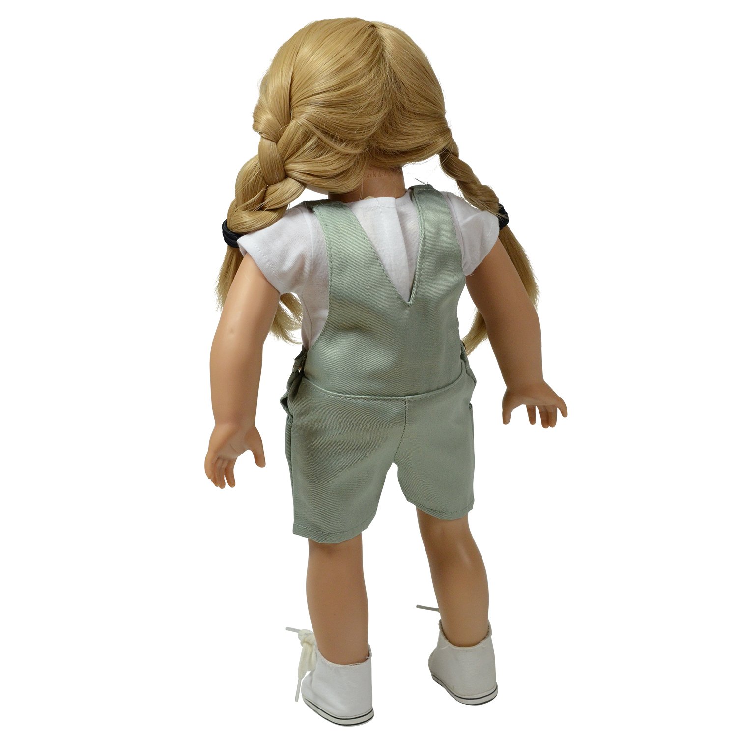 The New York Doll Collection Set of 3 Twill Overalls: Pink, Grey and White