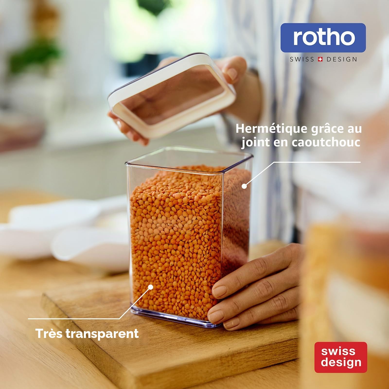 Rotho Loft Lot de 19 Boîtes de Conservation Hermétiques, Sans BPA, Blanc | Récipients alimentaires empilables en plastique SAN pour cuisine, compatibles lave-vaisselle et congélateur, tailles