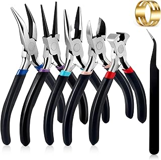 5Pcs Jewelry Pliers Set Jewelry Making Pliers Tools Kit Include Jewelry Making Needle Nose Chain Nose Round Bent Pliers Wire Cutter for Bracelet Beading DIY Craft Jewelry Making Supplies