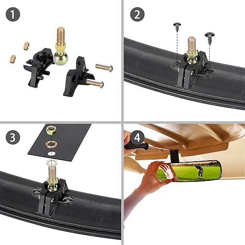 Miniatura 5 de 10L0L Espejo retrovisor universal para carrito de golf, panorámico extra ancho de 16.5 pulgadas, 270 grados para Yamaha EZGO Club Car