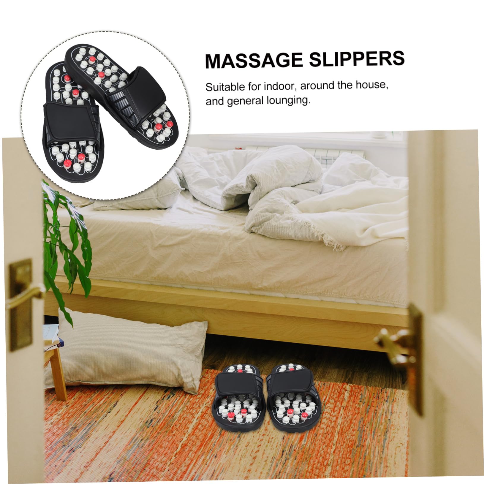 Ipetboom Akupunkt Sandalen aus Gummi mit Verstellbaren Riemen zur Fußmassage und Ermüdungsreduktion für Herren und Damen für Zuhause und Indoor Anwendung