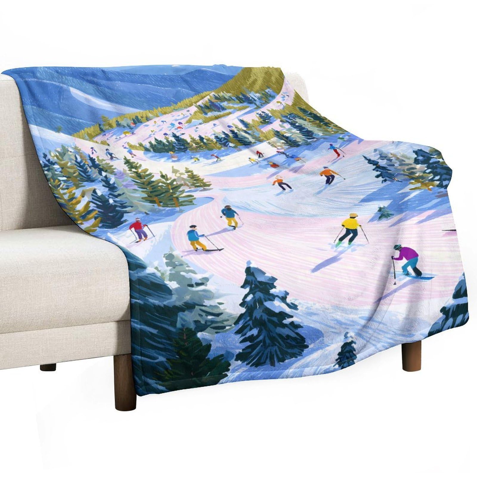 CGSBNGHA Ski Slope Flannel Fleece Blanket Lightweight Soft Throw Blankets for Sofa Couch Bed Chair