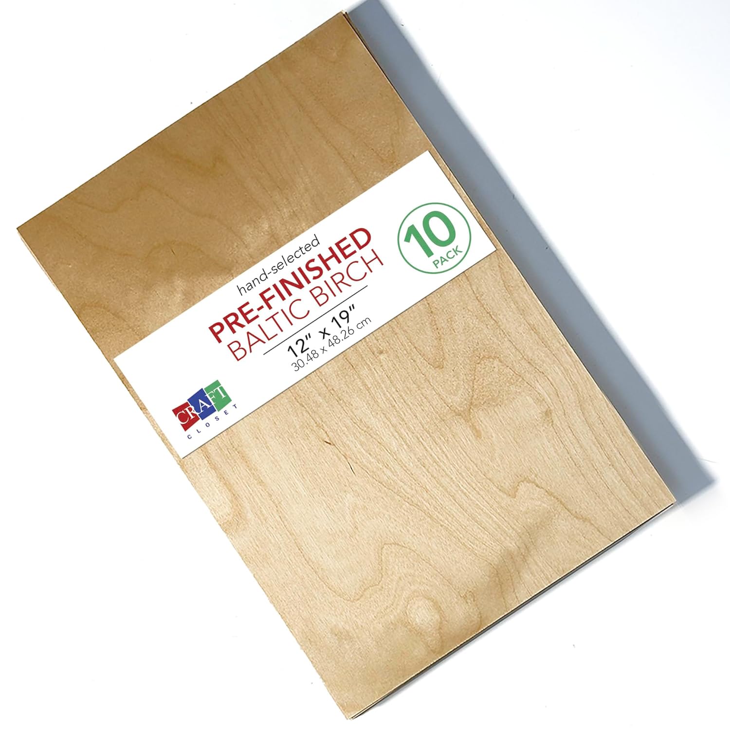 10 Pack | 3mm 1/8th inch Finished Premium Baltic Birch Plywood, 12” x 19”, Glowforge Ready, Hand Selected | Boxes of 10, 20, 50 and 100 | Laser Engraving, CNC, Scroll Saw, by Craft Closet