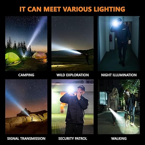Miniatura 7 de Linterna LED recargable de alto lúmenes, linterna súper brillante de 30 W, linterna magnética de 2000 lúmenes con 9 modos, luz de flash de policía