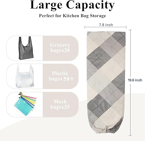 Miniatura 2 de Soporte para bolsas de plástico, dispensador organizador de bolsas de plástico de montaje en pared, soporte de almacenamiento de bolsas de