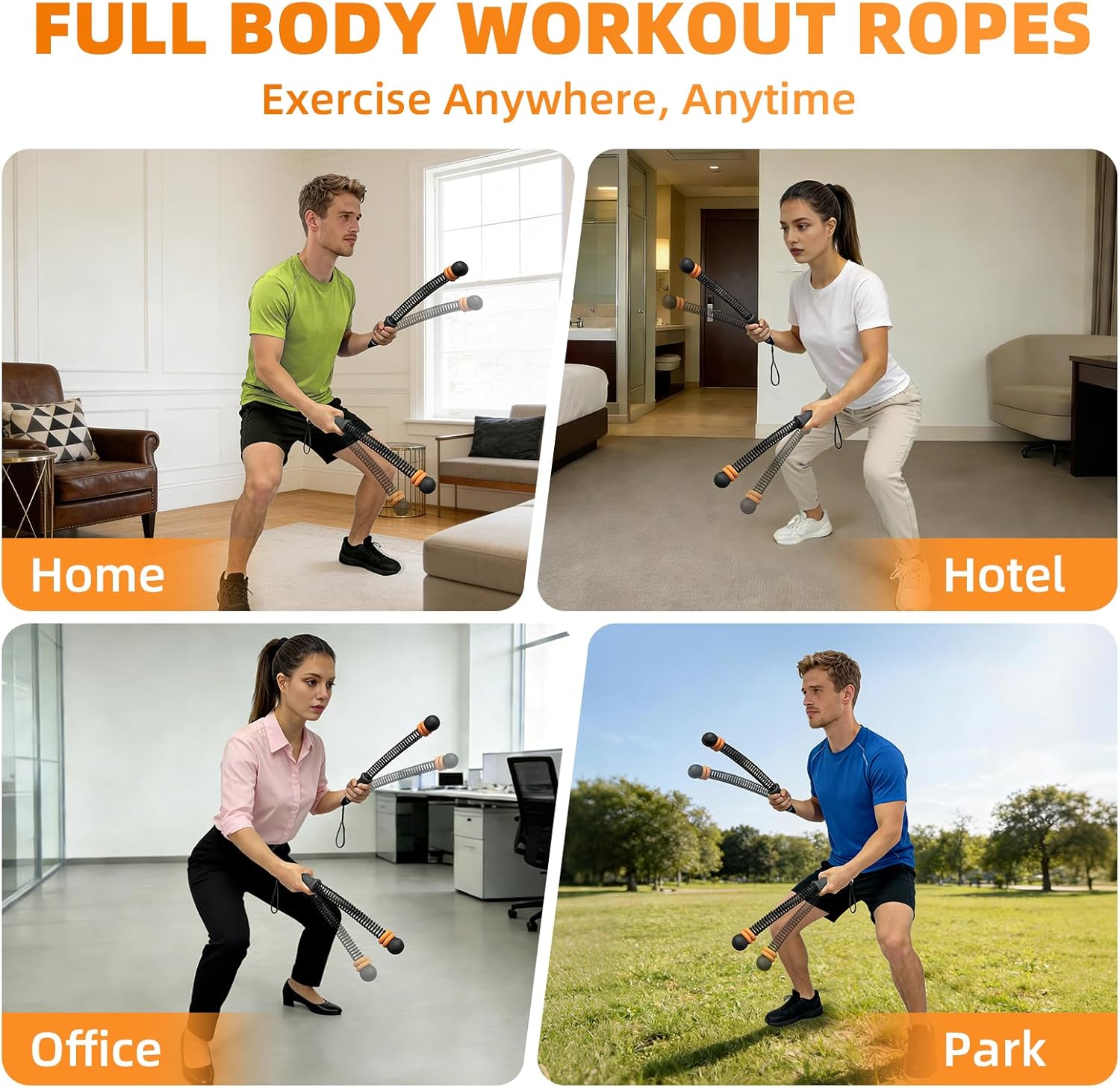 Weighted Ropeless Battle Ropes, Portable Battle Ropes for Home Gym with Storage Bag, Adjustable Ropeless Workout Rope for Low-Impact Workout, Strength Training, for Men & Women(Black)