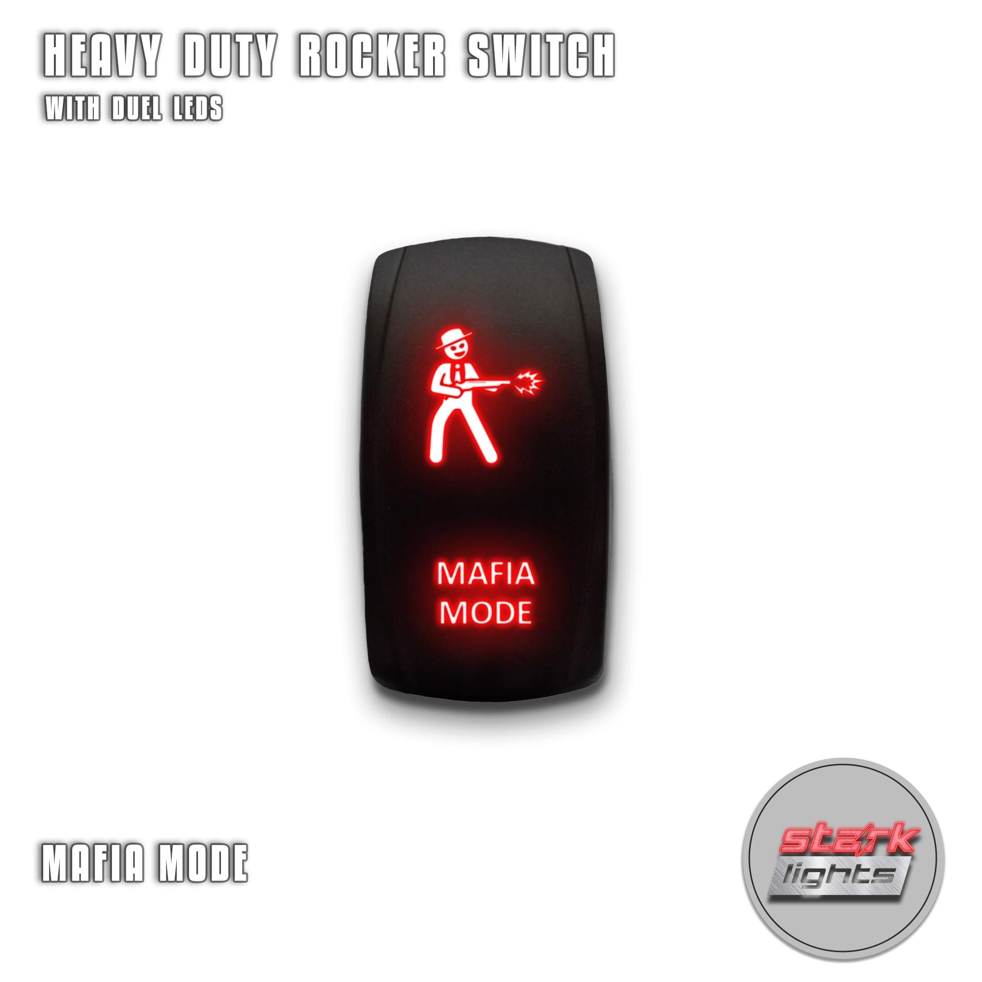Mafia Mode - Red - Stark 5-PIN Laser Etched LED Rocker Switch Dual Light - 20A 12V ON/Off