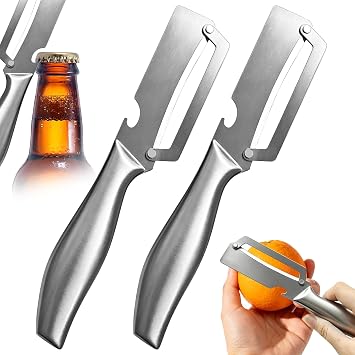 2Pcs Multi-Functional Vegetable Peeler for Kitchen,peelers for kitchen with Stainless Steel Handle and Bottle Opener,Stainless Steel Blade Can Peel Vegetables, Potatoes, etc.