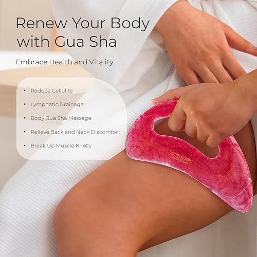 Miniatura 64 de Scienlodic Herramienta de masaje corporal Gua Sha con asa, herramienta Guasha más grande para masaje de espalda, cuello, cara, piernas, drenaje
