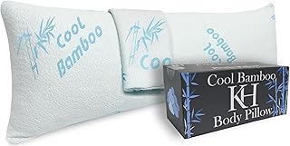 Body Pillow For Adults Cooling Bamboo Rayon Full Adjustable Memory Foam Pillow - Side Sleeper, +1 Extra Cover, Huggable Long Pillow for Sleeping, Washable & Breathable Pillowcase with Zipper