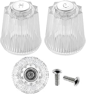 Shower Faucet Handle Replacement, Compatible with Price Pfister Contessa and Windsor Tub and Shower Faucets, 2 Piece Hot and Cold Knob Replacement, Clear Acrylic