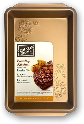 Miniatura 5 de Gibson Home Country Kitchen - Sartén para asar en relieve de acero al carbono de 19 pulgadas en cobre