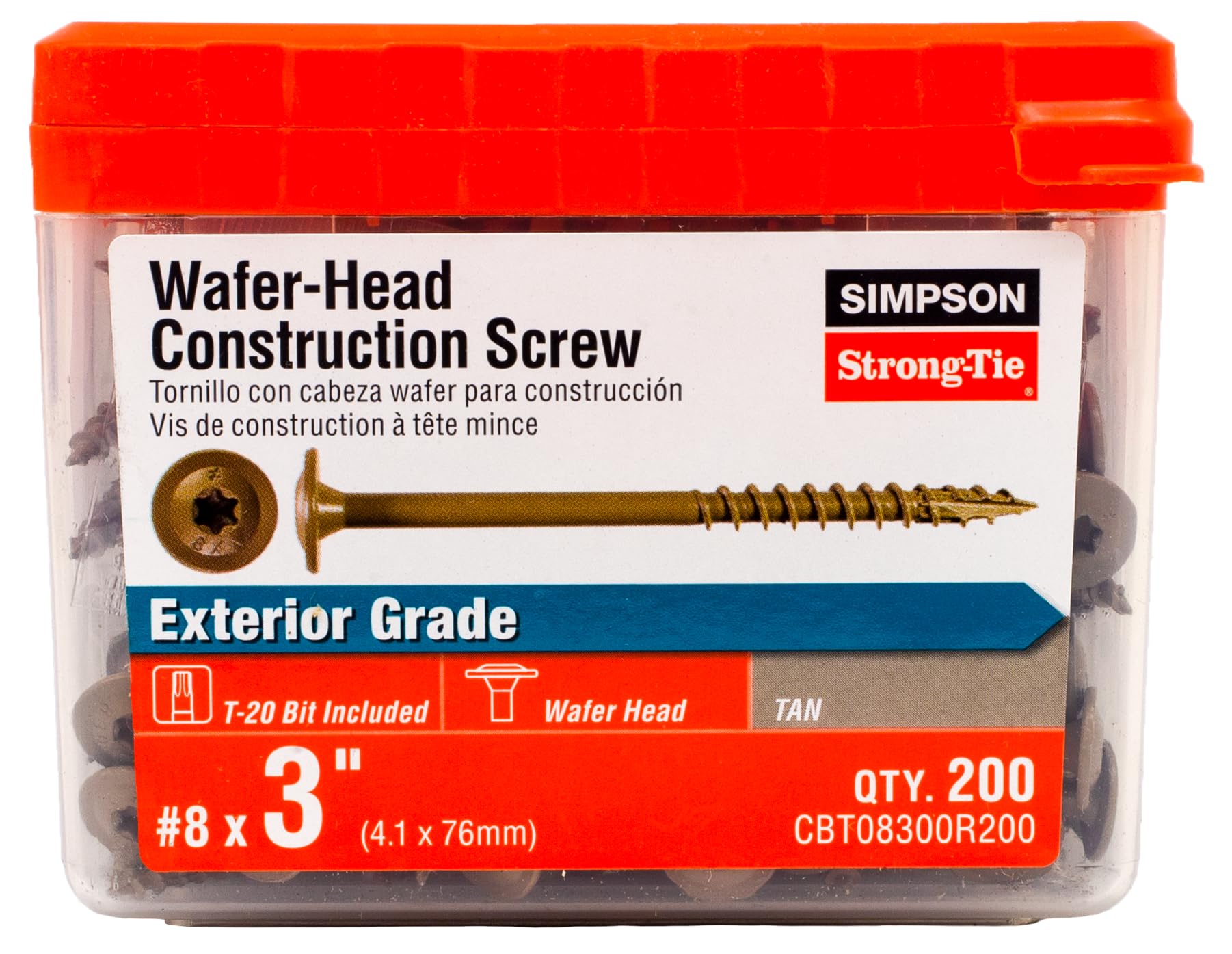 Simpson Strong-Tie CBT08300R200 Wafer-Head Construction Screw — #8