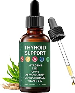 Actora Thyroid Support Drops - Liquid Formula with Selenium, Iodine, Ashwagandha & Zinc for Energy & Metabolism Support, Berry Flavor, 4 fl oz