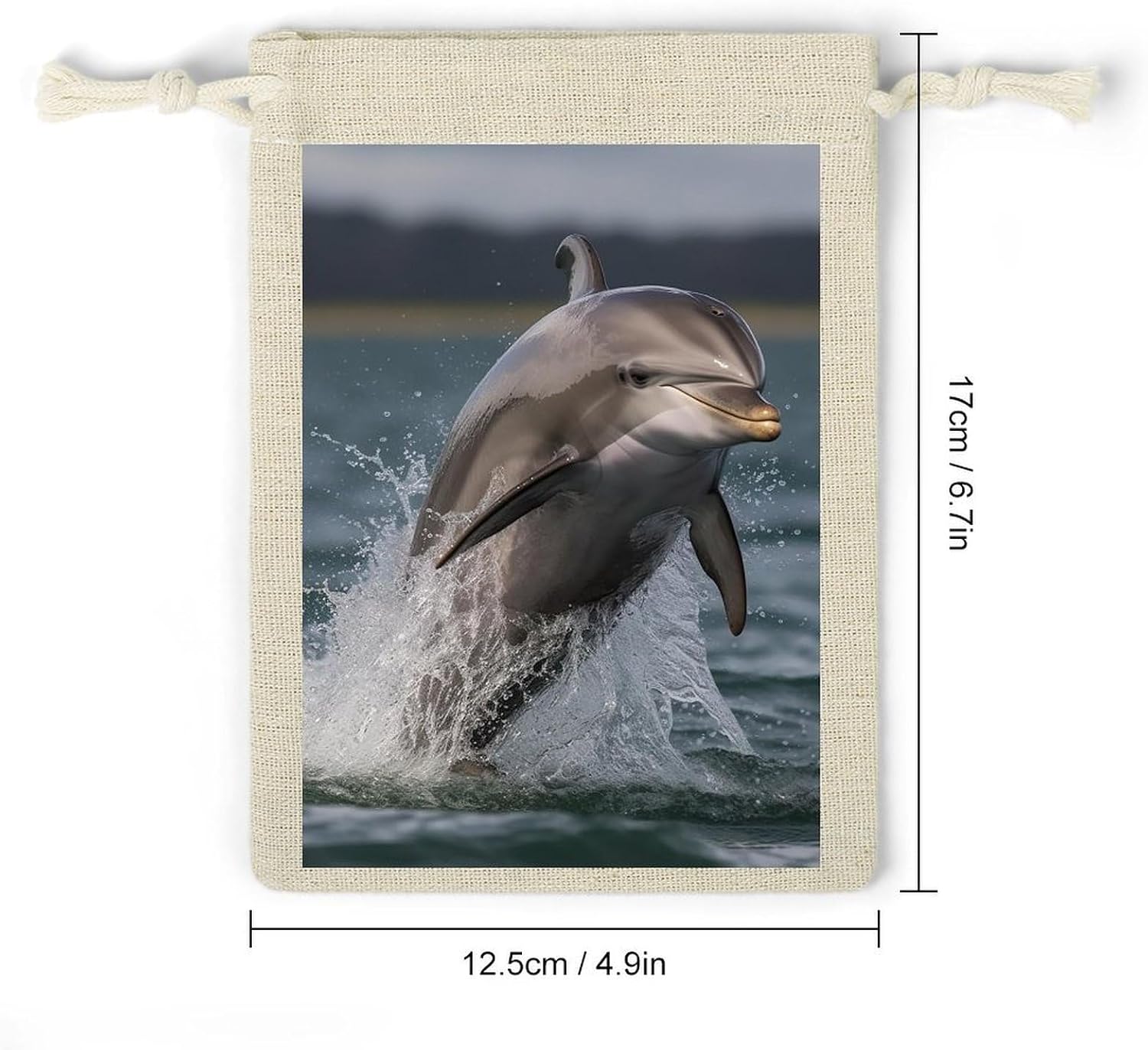 8 Pack Cool Dolphin Muslin Bags 5x7 Inch Cotton Linen Drawstring Pouches for Gifts Jewelry Wedding Favors Party Reusable Cloth Storage Sacks with Double Strings for Jewelry DIY Crafts image 2