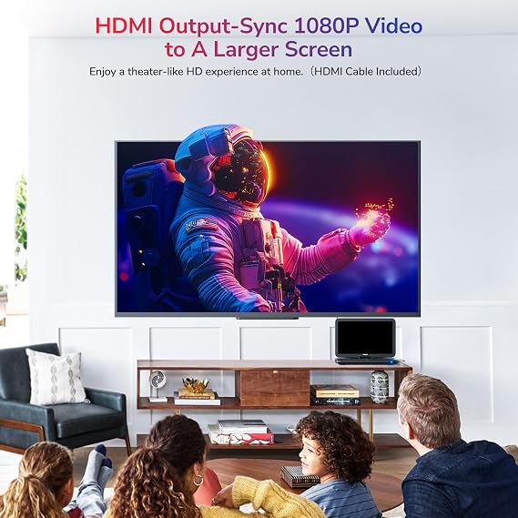 GOnavidio 17.5 Portable Blu Ray DVD Player with 15.4 1920X1080 HD Large Screen, 4000mAh Battery, Surround Audio Sound, Support HDMI in/Out, USB/SD Card Reader, MKV MP4 Playback, Sync TV
