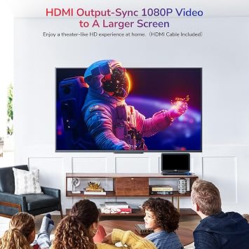 GOnavidio 17.5 Portable Blu Ray DVD Player with 15.4 1920X1080 HD Large Screen, 4000mAh Battery, Surround Audio Sound, Support HDMI in/Out, USB/SD Card Reader, MKV MP4 Playback, Sync TV