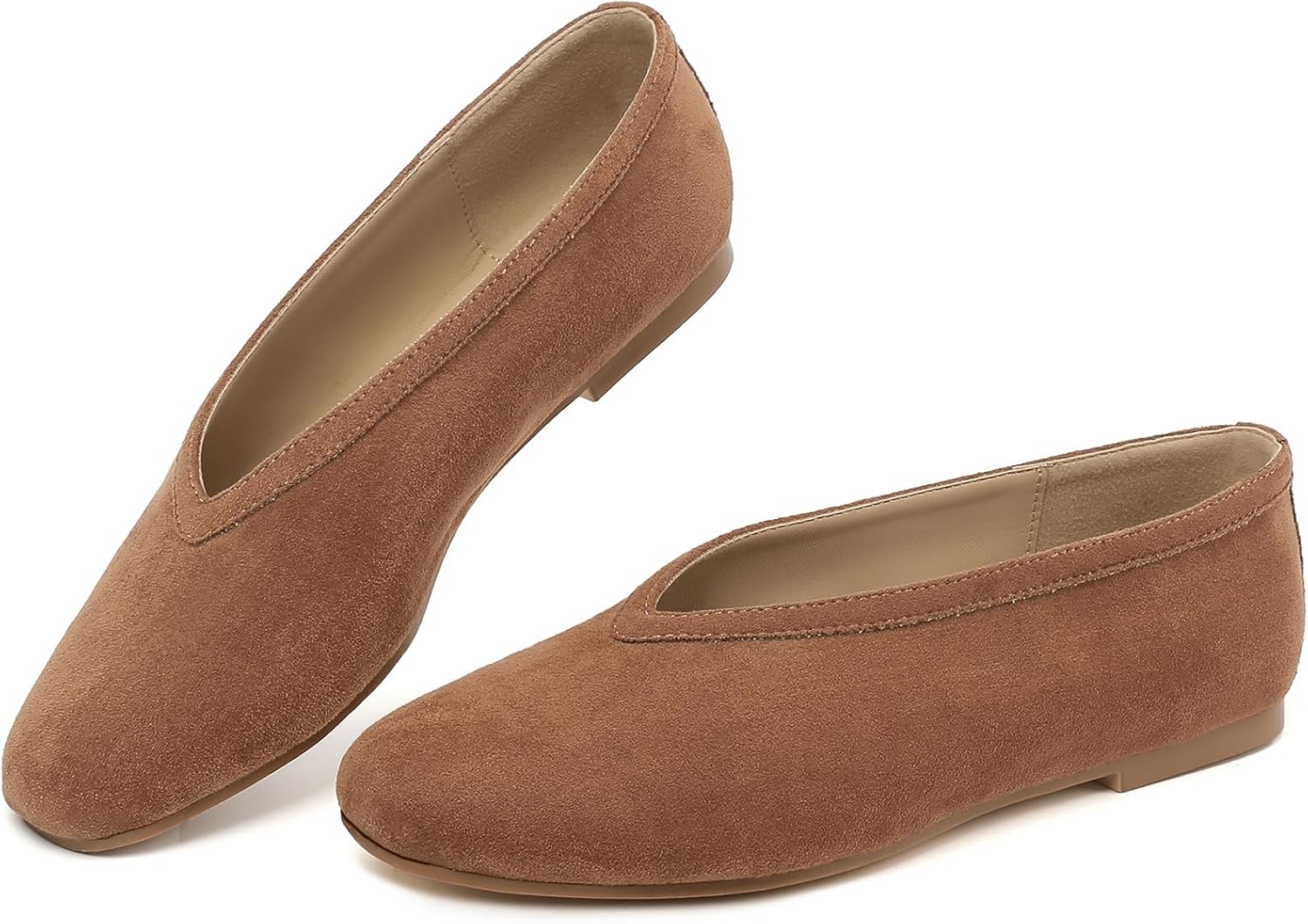 RIBONGZ Ballet Flat Shoes for Women Closed Round Toe Mary Jane Flats Comfortable Slip On Casual Shoes Dressy Office Work Walking Driving