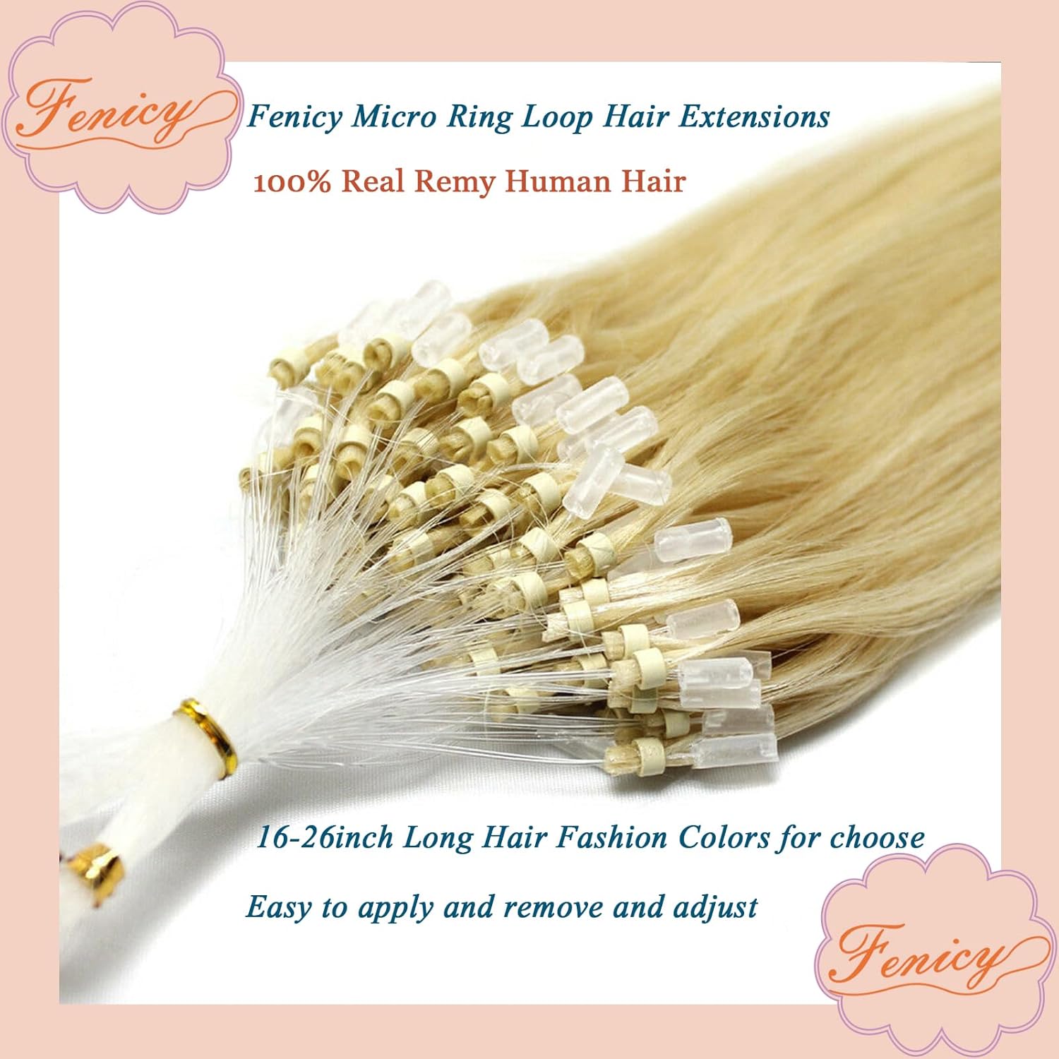 Micro Loop Human Hair Extensions Bleach Blonde Micro Ring Beads Link Remy Hair Blonde Colors 22Inches Long 100strands per pack