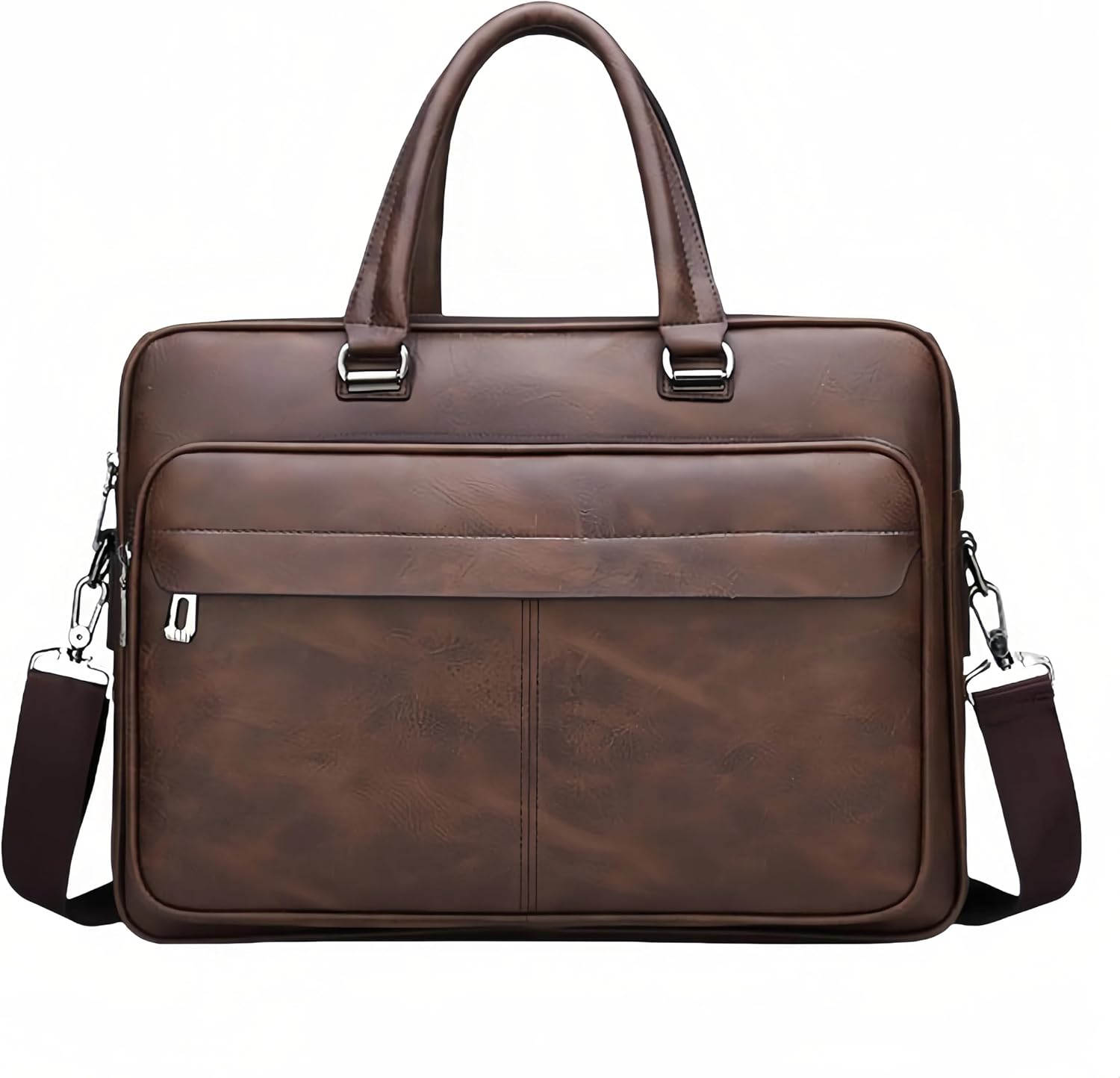 Vintage Leather Laptop Briefcase, 16 Inch Messenger Bag, Crossbody Shoulder Computer Satchel for Men Office Computer Bag