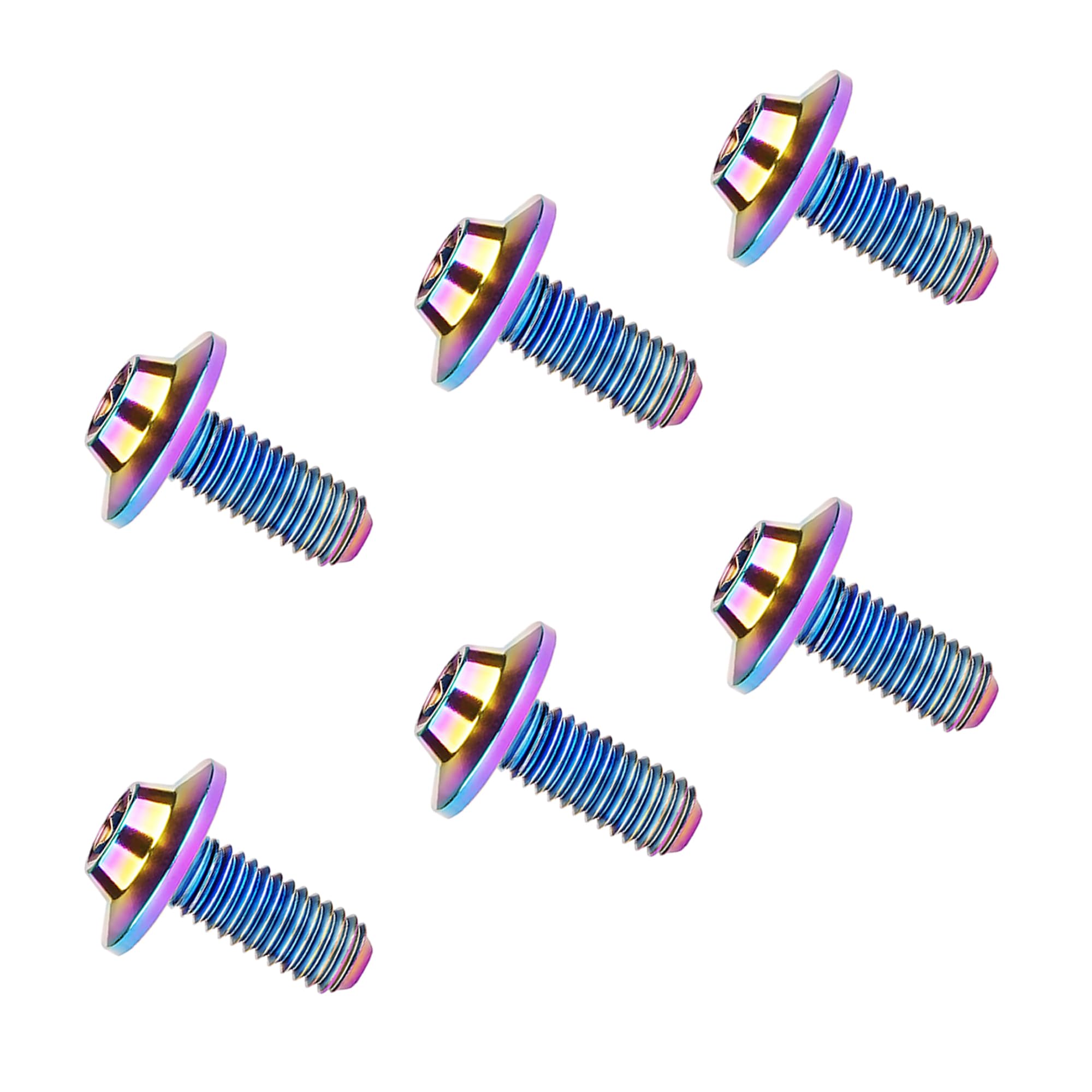 DWAMMEBRS Bolt M5 M6x10 12 15 20 25 30 35mm T25 T30 Torx Head Screw Pack of 6(Rainbow,M6x20mm)