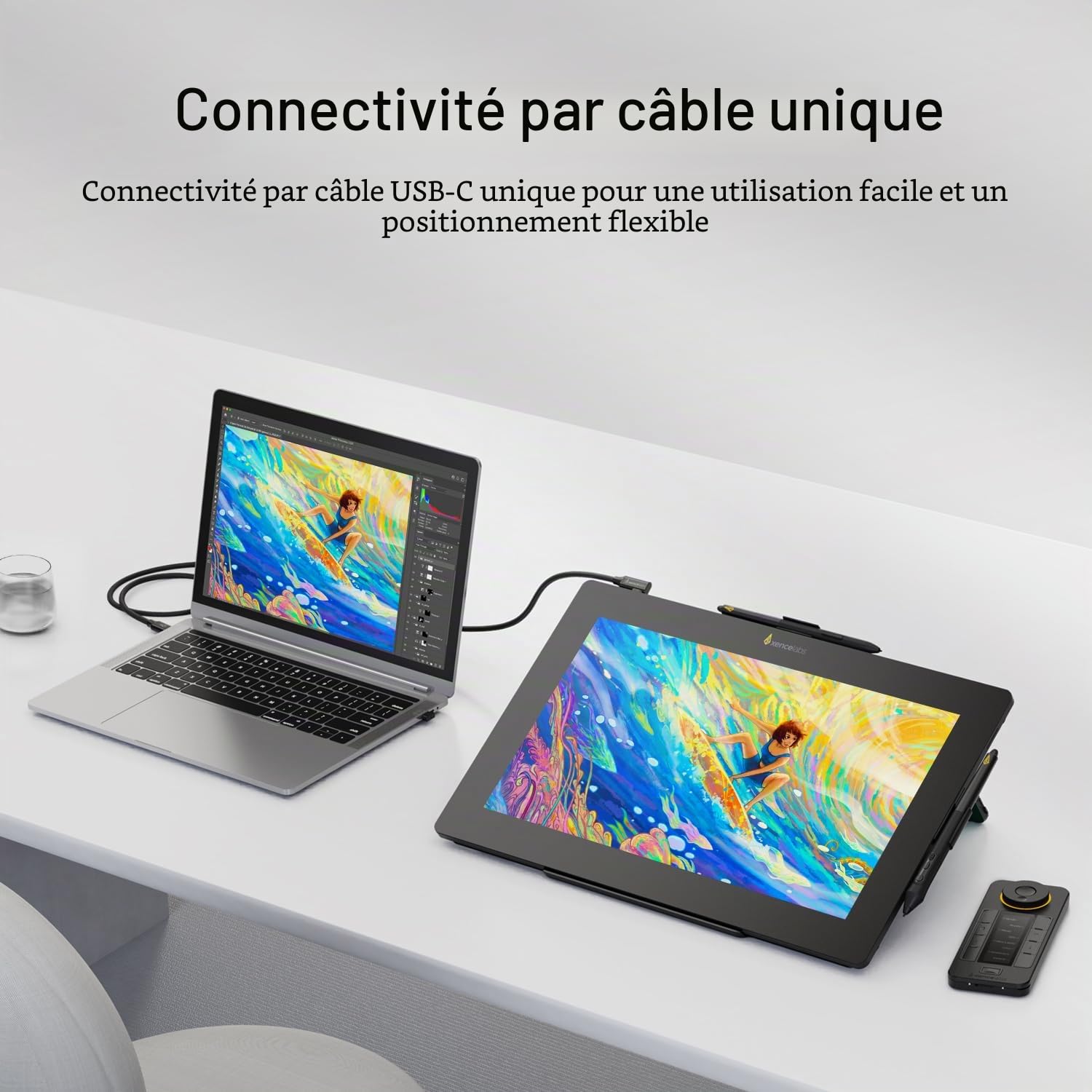Xencelabs Pen Display 16 Bundle 4K OLED 16" Professionnel Tablette Graphique avec Ecran Portable avec Quick Keys, Chevalet Mobile et 2 Stylets Compatible avec Windows-Arm/Windows/Mac/Linux