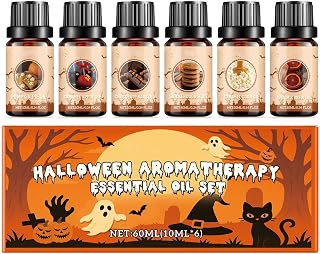 Halloween Huiles Essentielles,Kit Huiles Essentielles 6x10ML,Huile Essentielle pour Diffuseurs,Huile Essentielle Parfumée Halloween,pour Diffuseur, DIY,6 parfums différents