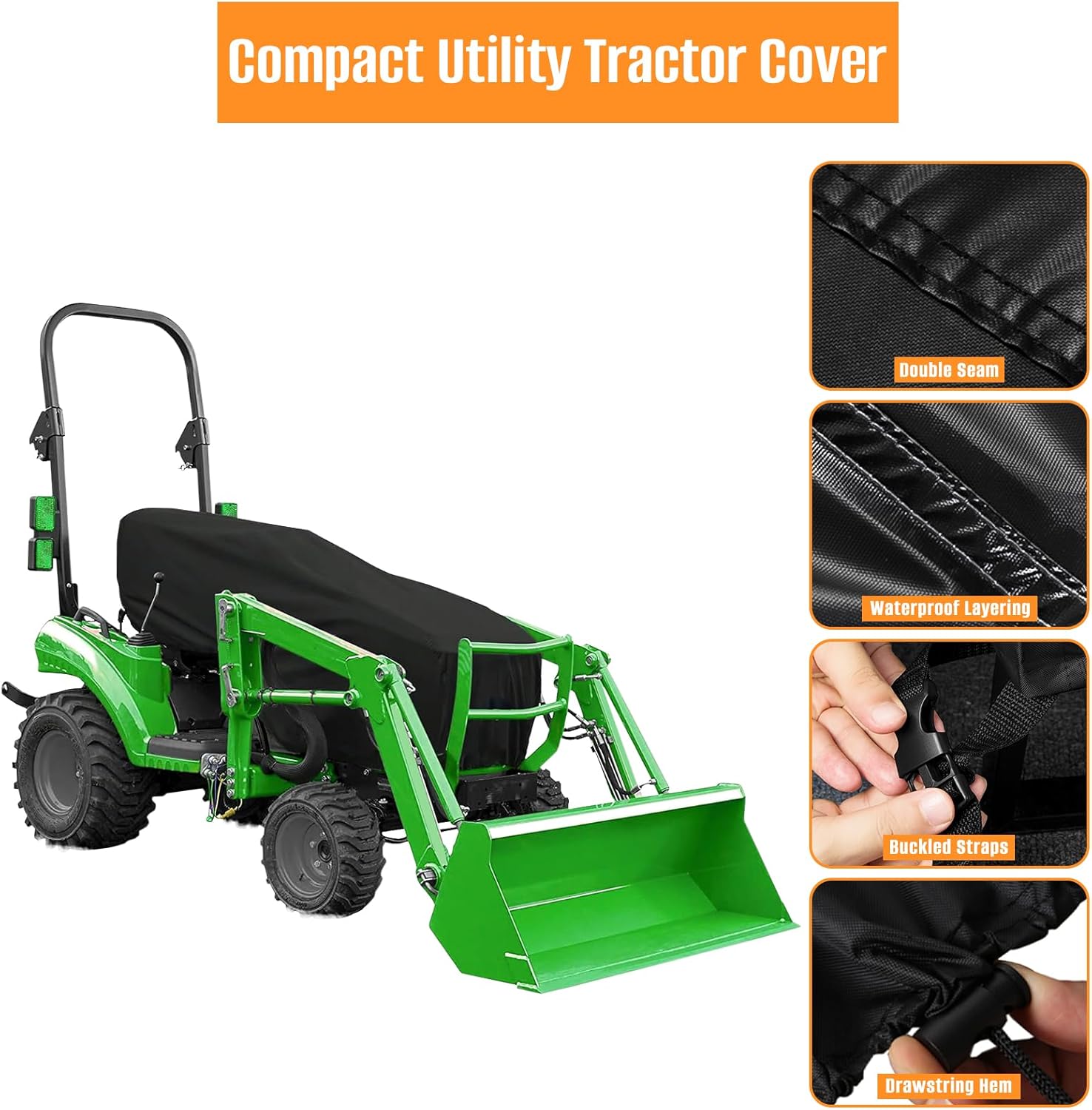 SIRUITON Tractor Covers Waterproof Heavy Duty Compatible withJohn Deere, Kubota, Bobcat, Mahindra, Waterproof, Dustproof, Universal Tractor Cover with Black Protective Bag