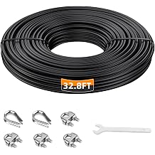 LFJ Gym Cable Pulley Cable Replacement for Pulley Machine Heavy Duty Steel Wire Rope 32.8/65.6/98.4 Ft for Weight Lift Pulley System, Gym Steel Cable, Thick 5mm, TPU Coated