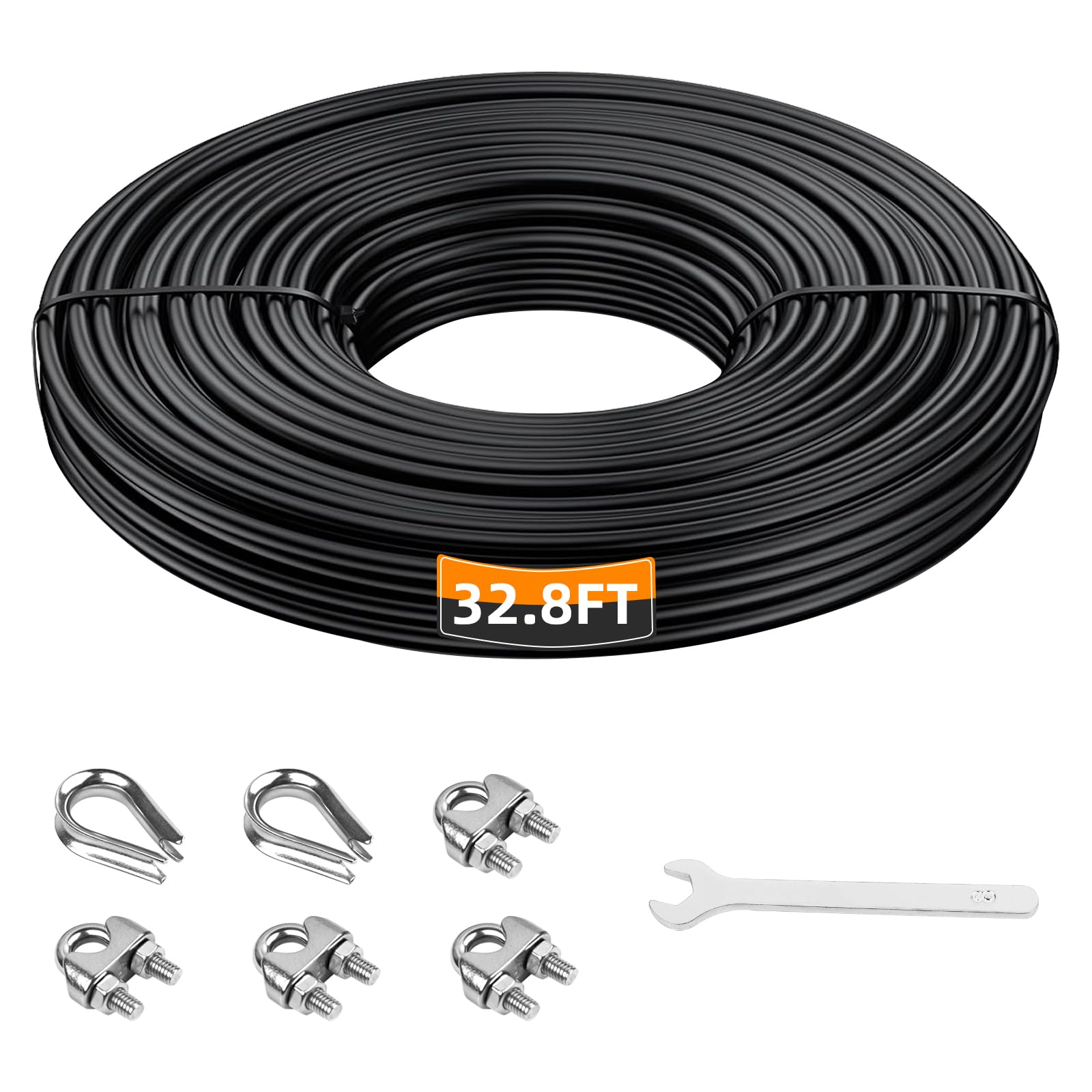 LFJ 10m Gym Cable, Fitness Cable Pulley System Home Gym Weight Machine Replacement Multi Gym Cables (10 metres)