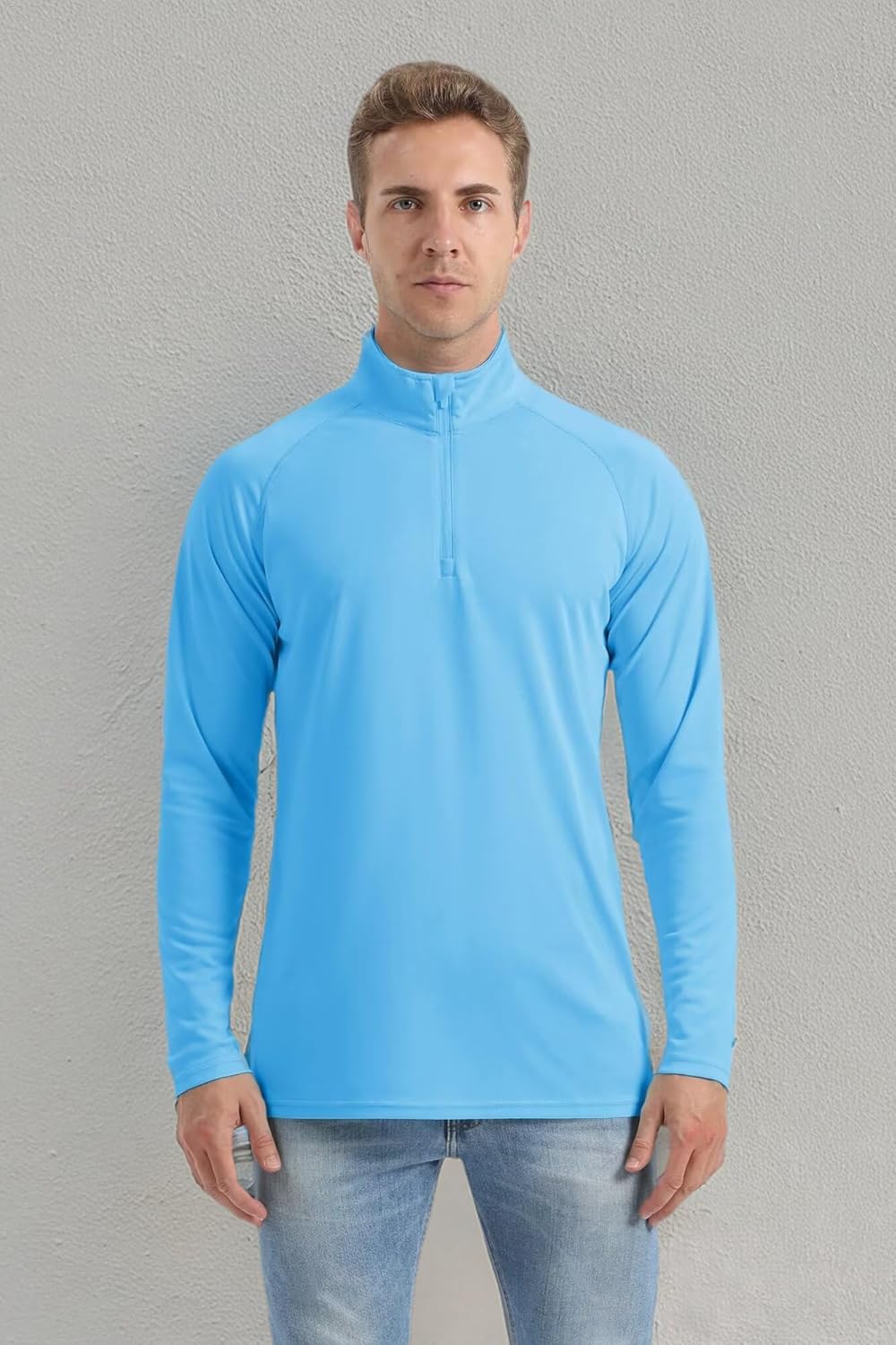 Boladeci Men's UPF 50+ Sun Shirts 1/4 Zip Long Sleeve SPF UV Protection Lightweight Quick Dry Quarter Zip Golf Shirts
