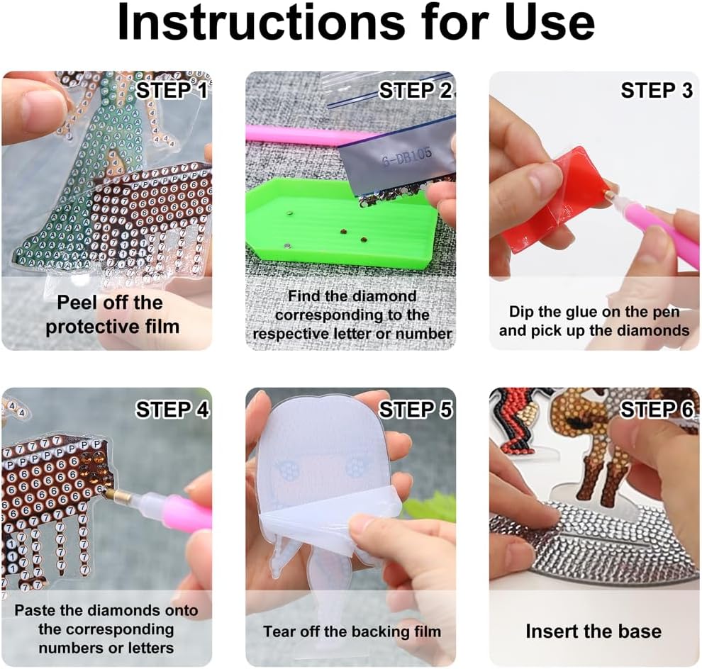 Nikolle Tabletop Diamond Art Kits, Merch, 4Pcs Acrylic Diamond Painting Kit, Stand Up Diamond Art Kits for Adults, Gifts for Women - Image 3