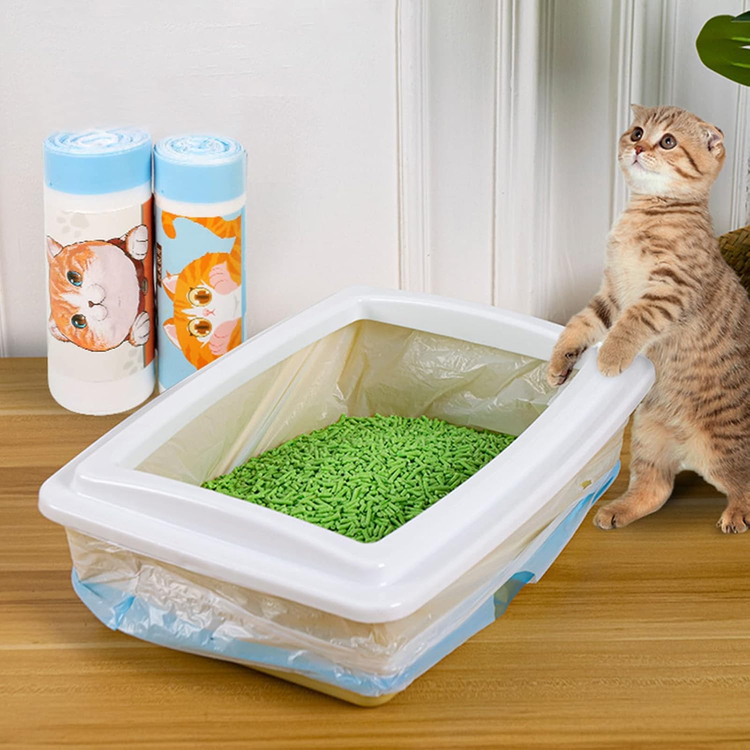 Cats Litter Box Liners Drawstring Kitten Waste Litter Bags Pan Bags Easy to Multiple Sizes Drawstring Liners Xl