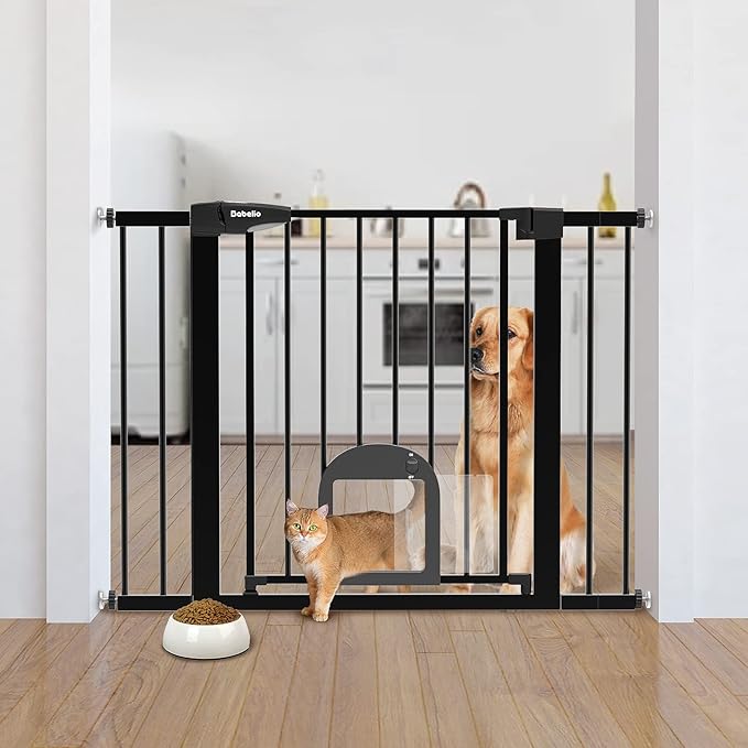 Babelio Upgraded Baby Gate with Cat Door, 2943" Auto