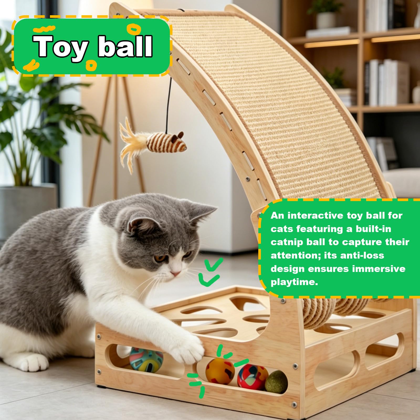 Katzen Kratzbrett, Kratzball Für Katzen, Abnehmbar Sisalmatte, intelligenzspielzeug, katzenspielzeug selbstbeschäftigung