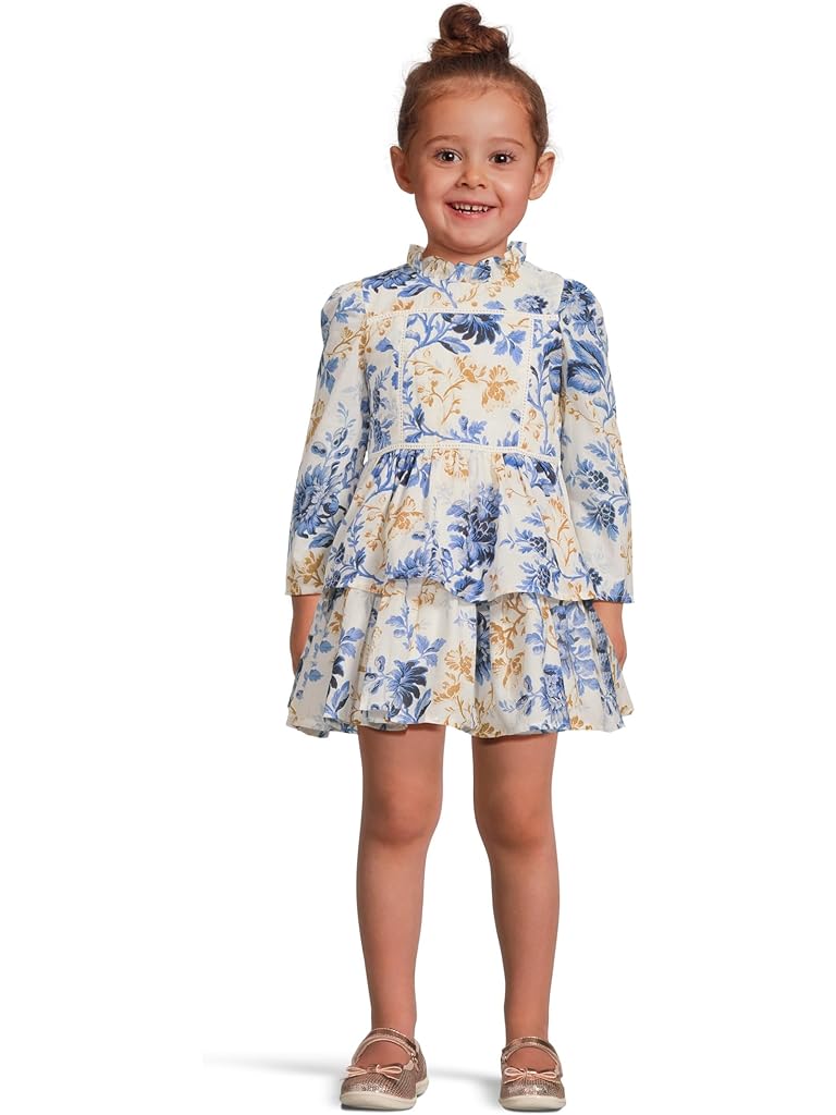 Blue Janie and Jack Floral Tier Dress (Infant)