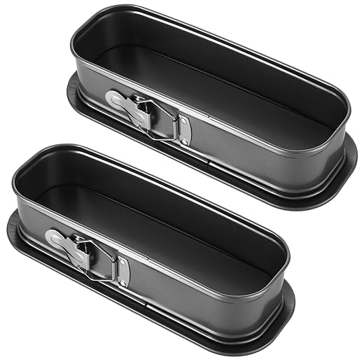 ASelected 2PCS Narrow Oval Springform Pan, 12 Inch Black Gray Non-Stick Springform Cake Pans with Removable Bottom for Cheesecake, Terrine, Tiramisu, Bread Loaf, Baking