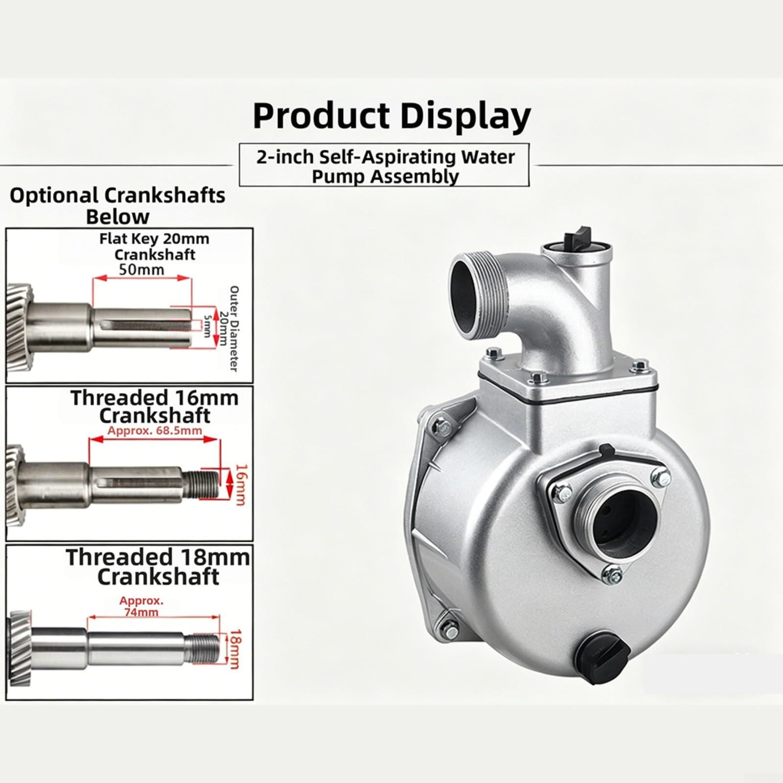 Pompa in alluminio per 168F 170F 2 pollici autoadescante acqua, modello WP20 sostituzione Shell testa senza girante per unità alimentate a gas