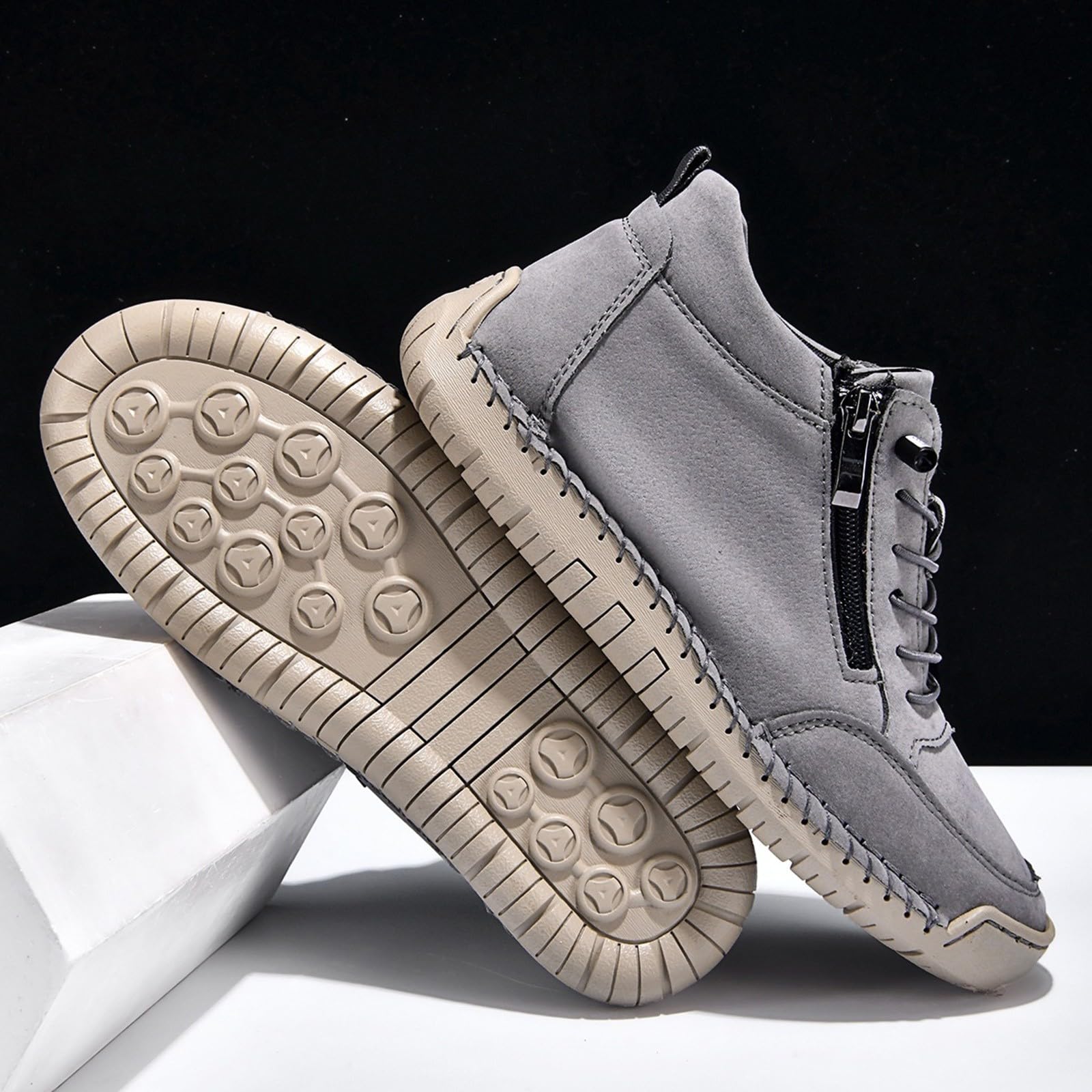 Generisch Sneaker da donna slip-on, scarpe da ginnastica leggere, traspiranti, senza lacci, leggere, in pelle, per il tempo libero, casual, comode, bianche