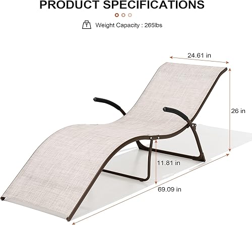 Miniatura 2 de Crestlive Products Juego de 2 tumbonas plegables para exteriores, sillas de baño de sol con reposacabezas, muebles para todo tipo de clima para